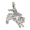201 Stainless Steel Pendants, Horse Charm, Laser Cut, Anti-Tarnish, Stainless Steel Color, 38x37.5x1.5mm, Hole: 7.5x4.5mm