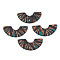 Handmade Polymer Clay Pendants, Semi Circle, Teal, 16.5x32x2.5~3mm, Hole: 1.8mm