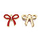 Light Gold Plated Alloy Pendants, with Enamel, Bowknot, Red, 16x18x2.5mm, Hole: 2mm