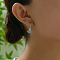 Elegant Brass Fan Hoop Earrings, Silver, 23x10mm