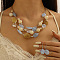 Retro Alloy Resin Dangle Earrings & Multi-Layered Necklaces Sets, Bohemian Style, Light Steel Blue, Earrings: 39x16mm