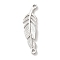 304 Stainless Steel Connector Charms, Leaf, Stainless Steel Color, 35x9.5x1.5mm, Hole: 1.9mm