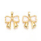 Brass Pave Natural Shell Pendants, Bowknot Charms, Real 18K Gold Plated, 16x17x3mm, Hole: 4.5x2.5mm