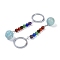 Natural Amazonite Round Beaded Keychain, with Iron Rings, 95~96mm