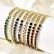 Brass Micro Pave Cubic Zirconia Square Link Chain Bracelets, Curb Chain Jewelry for Women, Cadmium Free & Lead Free, Long-Lasting Plated, Rack Plating, Real 18K Gold Plated, Mixed Color, 6-5/8 inch(16.7cm)