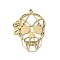 304 Stainless Steel Pendants, Skull Charm, Real 18K Gold Plated, 32.5x23.5x1.5mm, Hole: 1.6mm