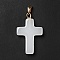 Glass Pendants, with Golden Plated Iron Findings, Cross, Gainsboro, 28.5x18x4.5mm, Hole: 5.5x3mm