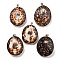 Electroplate Natural Shell Pendants, Brass Oval Charms with Iron Snap on Bails, Golden, 37~49x27~37.5x13.5~25mm, Hole: 7x3.5mm