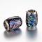 304 Stainless Steel Enamel Magnetic Clasps with Glue-in Ends, with Shell, Barrel, Royal Blue, 16x13~14mm, Hole: 6mm