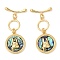 Brass Toggle Clasps with Paua Shell, Cadmium Free & Nickel Free & Lead Free, Rabbit, Real 18K Gold Plated, 41mm, Ring: 13x10x2mm, Hole: 1.5mm, Bar: 19x7x2.5mm, Hole: 1.5mm, pendant: 19x17x3mm, Hole: 0.7mm