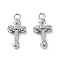 Rack Plating Brass Micro Pave Cubic Zirconia Pendants, Corss Charm, Real Platinum Plated, 13x6x2.5mm, Hole: 1.2mm