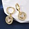Heart with Flat Round Brass Micro Pave Clear Cubic Zirconia Hoop Earrings, with Shell, Cadmium Free & Lead Free, Rack Plating, Long-Lasting Plated, Real 18K Gold Plated, 26x12mm