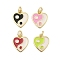 Rack Plating Brass Enamel Charms, with Jump Ring, Long-Lasting Plated, Cadmium Free & Lead Free, Real 18K Gold Plated, Heart with Yin-yang Charm, Mixed Color, 14x12x2mm, Hole: 3mm