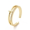 Clear Cubic Zirconia Cross Open Cuff Ring, Brass Jewelry for Women, Cadmium Free & Lead Free, Golden, Inner Diameter: 17.8mm