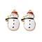 Alloy Enamel Pendants, Snowman Charm, Golden, White, 25.5x16x3.5mm, Hole: 1.8mm