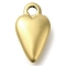 Ion Plating(IP) 304 Stainless Steel Pendants, Heart Charm, Real 18K Gold Plated, 18.5x11x4mm, Hole: 3mm