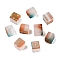 Frosted Glass Beads with Golden Glitter Powder, Two Tone, Cube, Medium Turquoise, 7x6x6mm, Hole: 1.4~1.5mm, about: 1818pcs/1000g