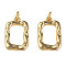 Brass Pendants, with Jump Rings, Nickel Free, Textured, Rectangle, Real 18K Gold Plated, 18.5x12x2mm, Jump Ring: 5x1mm, 3mm inner diameter