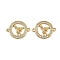 Brass Micro Pave Clear Cubic Zirconia Ring with Angel Connector Charms, Real 18K Gold Plated, Long-Lasting Plated, Cadmium Free & Lead Free, Rack Plating, Real 18K Gold Plated, 18x23.5x3.5mm, Hole: 1.6mm