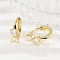 Bowknot Brass Micro Pave Clear Cubic Zirconia Hoop Earrings, Cadmium Free & Lead Free, Real 18K Gold Plated, 13x15.5x5mm