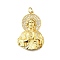 Brass Micro Pave Cubic Zirconia Pendants, Saint Jude Charms, Lead Free & Cadmium Free, Rack Plating, Long-Lasting Plated, with Jump Ring, Real 18K Gold Plated, 35x20.5x6mm, Hole: 3mm