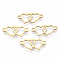 201 Stainless Steel Links connectors, Laser Cut, Heart to Heart, Golden, 8.5x19.5x1mm, Hole: 1.5mm
