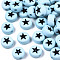 Opaque Acrylic Beads, with Enamel, Flat Round with Star, Sky Blue, 7x4mm, Hole: 1.5mm, about 1748pcs/256g