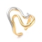 Brass Wave Open Cuff Ring for Women, Cadmium Free & Lead Free, Real 18K Gold Plated & Platinum, 29mm, Adjustable