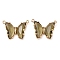 Brass Pave Faceted Glass Connector Charms, Cadmium Free & Nickel Free & Lead Free, Golden Tone Butterfly Links, Dark Khaki, 17.5x23x5mm, Hole: 0.9mm