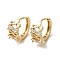 Brass Micro Pave Cubic Zirconia Hoop Earring, Light Gold, 17x9mm
