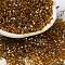Spray Painted Glass Seed Beads, Peanut, Goldenrod, 4~5x2~2.5x2~2.5mm, Hole: 0.8~0.9mm, about 8500pcs/pound