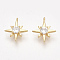 Brass Cubic Zirconia Charms, Star, Clear, Nickel Free, Real 18K Gold Plated, 10.5~11x9~9.5
x2.5mm, Hole: 0.8mm
