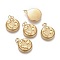 Ion Plating(IP) 304 Stainless Steel Pendants, with Jump Rings, Flat Round with Earth, Golden, 19x15x3.5mm, Hole: 2.8mm