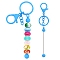 Baking Painted Alloy and Brass Bar Beadable Keychain for Jewelry Making DIY Crafts, with Lobster Clasps, Deep Sky Blue, 15.8x2.4cm
