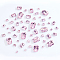 60Pcs 5 Styles Rectangle Octagon Shape Sew on Rhinestone, Glass Rhinestone, 4-Hole Links, with Stainless Steel Setting, Garment Accessories, Light Rose, 8~25x6~18x4~8.5mm, Hole: 0.8~1.2mm