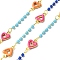 Brass Heart Link Chains, with Glass and Enamel, Lead Free & Cadmium Free, Long-Lasting Plated, Rack Plating, Soldered, with Spool, Real 18K Gold Plated, 11.5x7x2mm and 4x3x0.5 and 4x2mm