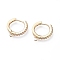 Brass Micro Pave Cubic Zirconia Huggie Hoop Earring Findings, with Horizontal Loops, Ring, Clear, Golden, 15.5x14.5x2mm, Hole: 1mm, pin: 0.9mm