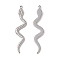 Non-Tarnish 201 Stainless Steel Pendants, Snake Charm, Stainless Steel Color, 43x9x2mm, Hole: 1.6mm