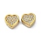 Heart Shape 304 Stainless Steel Beads, with Crystal Rhinestone, Ideal for DIY Jewelry Projects, Real 18K Gold Plated, 13x13.5x6.3mm, Hole: 2mm