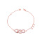 925 Sterling Silver Cubic Zirconia Three-Ring Charm Bracelet, Rose Gold, 177.8mm