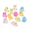 3D Luminous Transparent Resin Cabochons, Pig, Mixed Color, 25x16~20x12~18mm