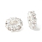 Brass Micro Pave Cubic Zirconia Beads, Cadmium Free & Nickel Free & Lead Free, Wheel Shape, 925 Sterling Silver Plated, Clear, 8x2mm, Hole: 3.8mm