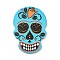 Printed 201 Stainless Steel Sugar Skull Pendants, Cinco de Mayo Charm, Deep Sky Blue, 40.5x28x2mm, Hole: 2mm