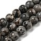 Natural Dyed Sesame Jasper Beads Strands, Dyed, Round, Dark Gray, 8~8.5mm, Hole: 1mm, about 47~49pcs/strand, 14.5 inch~14.9 inch(37~38cm)