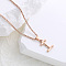 Stainless Steel Letter Pendant Necklaces for Women Men, Rose Gold, Letter I