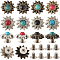 CRASPIRE 24 Sets Faux Turquoise Screw Back Buttons Flower Chrysanthemum Retro Decorative Buckle Vintage Western Style Replacement Buckle for DIY Leather Craft Fabrics Goods Accessories Set