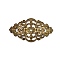 Iron Filigree Joiners Links, Etched Metal Embellishments, Rhombus, Antique Bronze, 32x55x1mm
