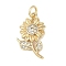 Rack Plating Brass Micro Pave Cubic Zirconia Pendants, Lead Free & Cadmium Free, Long-Lasting Plated, Flower Charms, with Jump Ring, Real 18K Gold Plated, 21x13x3mm