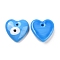 Handmade Evil Eye Lampwork Pendants, Heart, Deep Sky Blue, 25x25x7.5mm, Hole: 2.8mm