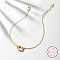 Interlocking Rings 925 Sterling Silver Link Bracelets, with S925 Stamp, Golden, 6-3/4 inch(17cm)